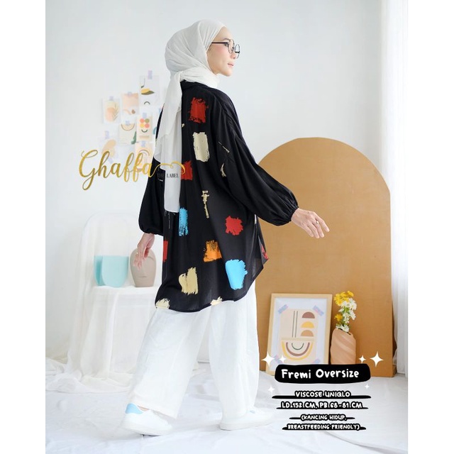 Blouse motif modern / Fremi oversize by ghaffa the label / Blouse muslimah premium