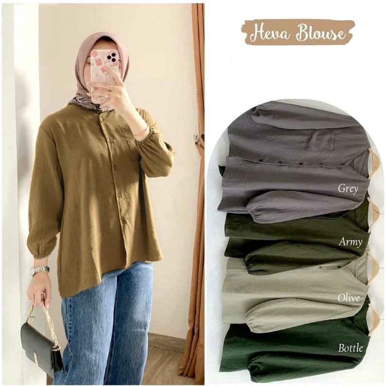 Kemeja Heva Blouse Wanita Crinkle Airflow LD 110