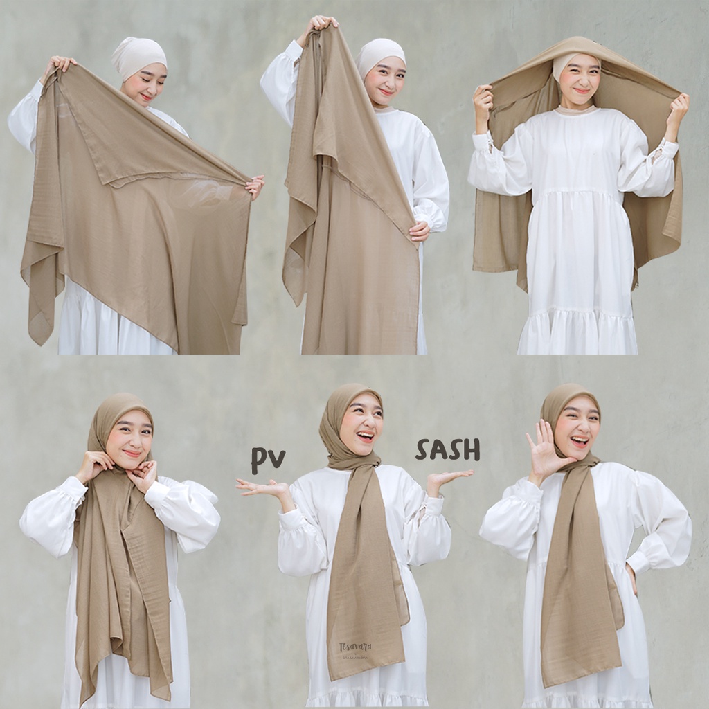 Tesavara | PV Sash | Hijab Segiempat Pashmina Premium Voal