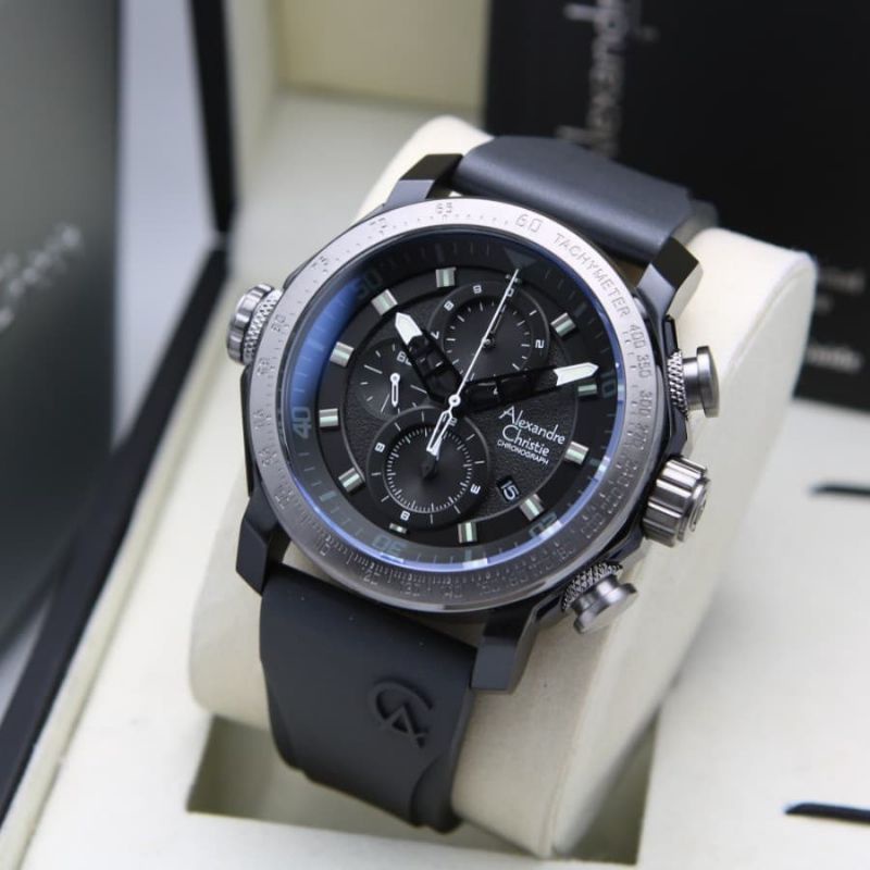 Jam Tangan Alexandre Christie AC 6565 Pria / AC6565 MC Black Grey Original