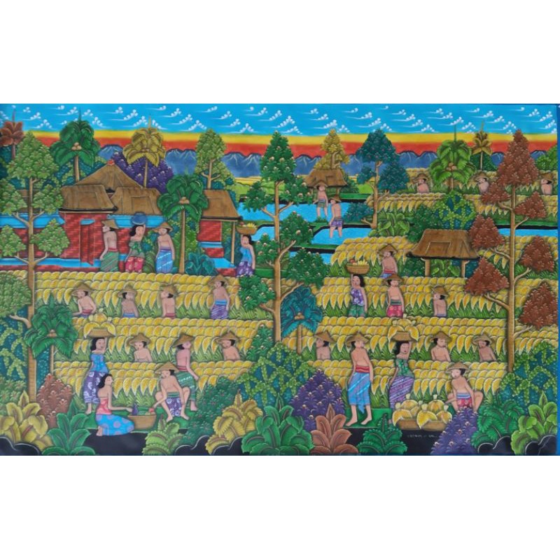 Lukisan panen | Lukisan tradisi | Lukisan bali | Lukisan indah | Lukisan sawah | Lukisan bagus