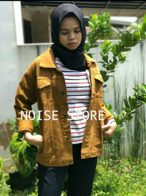 Jaket Jeans Unisex Mustard &amp; Tosca Oversize Premium Quality