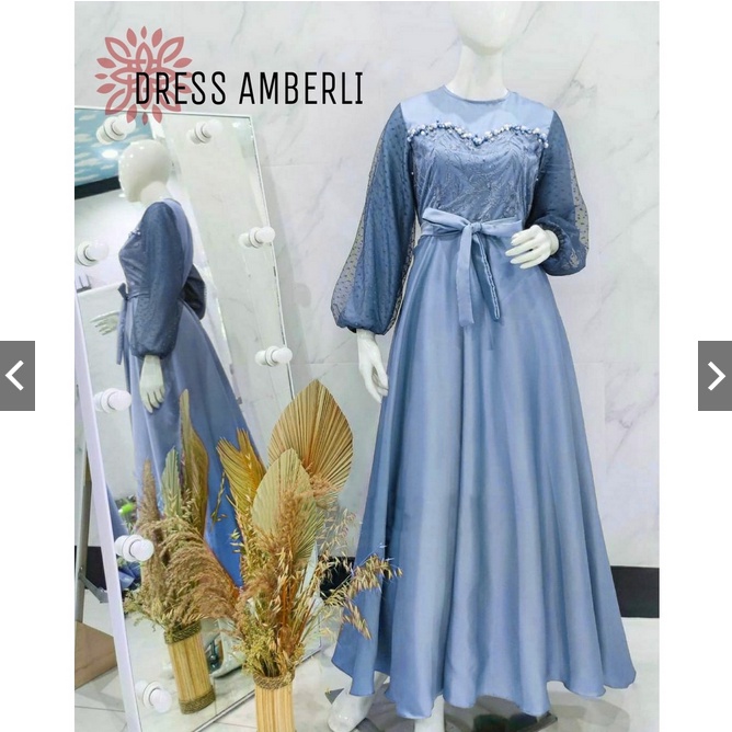 AMBERLI MAXI DRESS APP MUTIARA TEMBAK eD / BUSANA PAKAIAN KONDANGAN WANITA FASHION MUSLIM