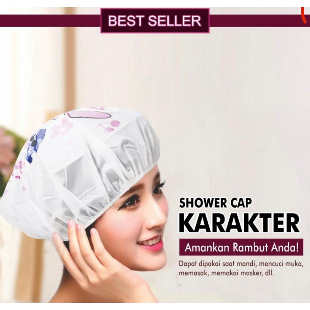 SC03- Shower Cap Karakter Penutup Rambut Kepala Topi Mandi Lucu Karakter