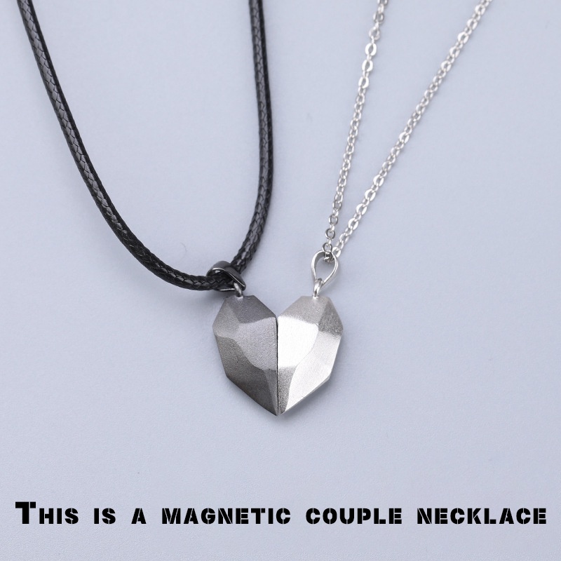 [Ready stock]2 Pcs kalung couple pasangan magnet best friend love stone liontin simple fashion murah COD