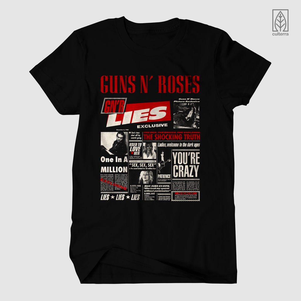 KAOS BAND / KAOS GNR LIES / BAJU GNR RED LIES / BAJU MUSIK ROCK METAL / COLOR VERSION