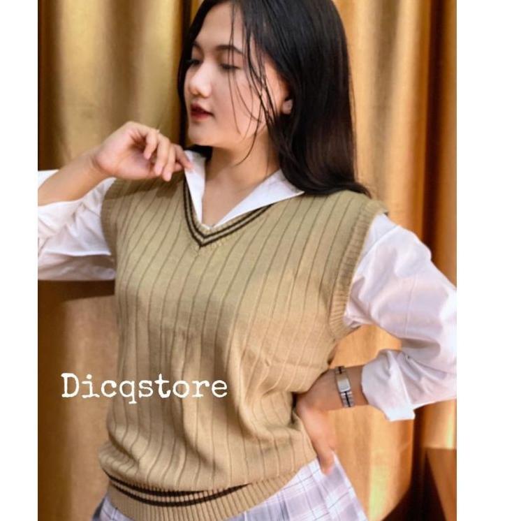㊢ vest knit salur v/baju rompi wanita/rajut premium/outerwear パ