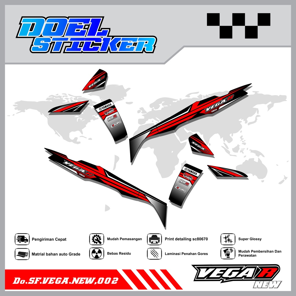 Sticker Striping Vega R New List Variasi Hologram , Crome Doel 002