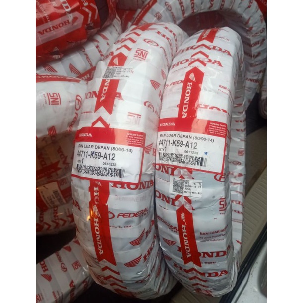BAN LUAR HONDA FEDERAL TUBLES 80/90-14 ORIGINAL AHM