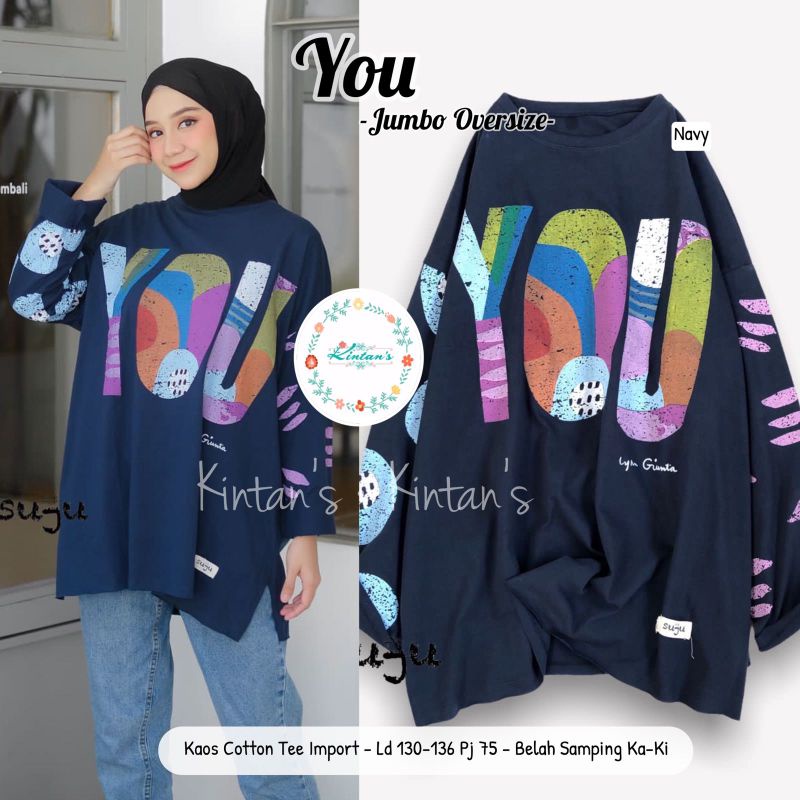 YOU JUMBO OVERSIZE BY KINTANS (JUMBO BLOUSE WANITA) Blouse muslimah katun halus rekomended