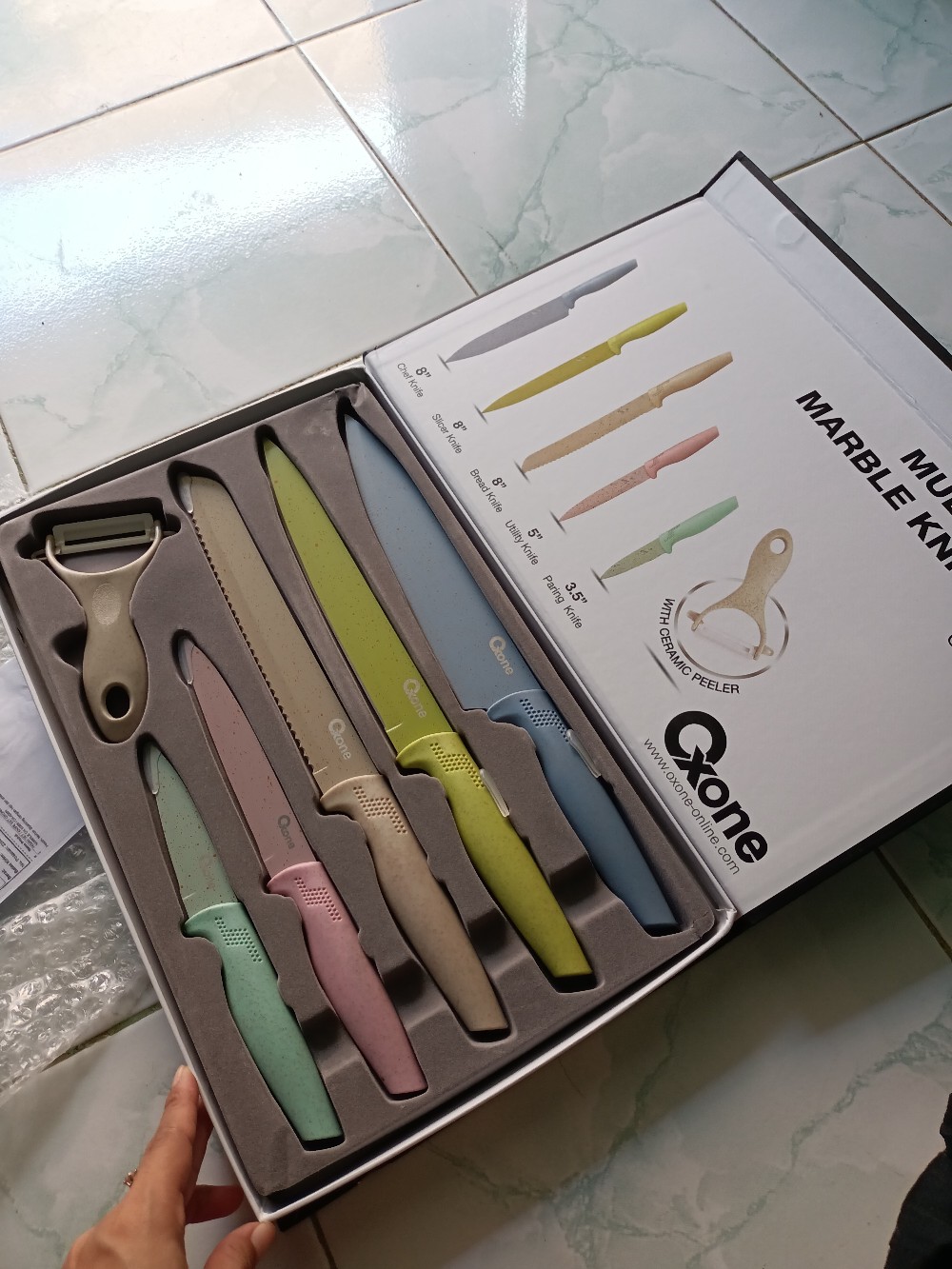 Pisau Set / Knife Set Oxone Multi Color Marble Ox 608n / Ox-608n