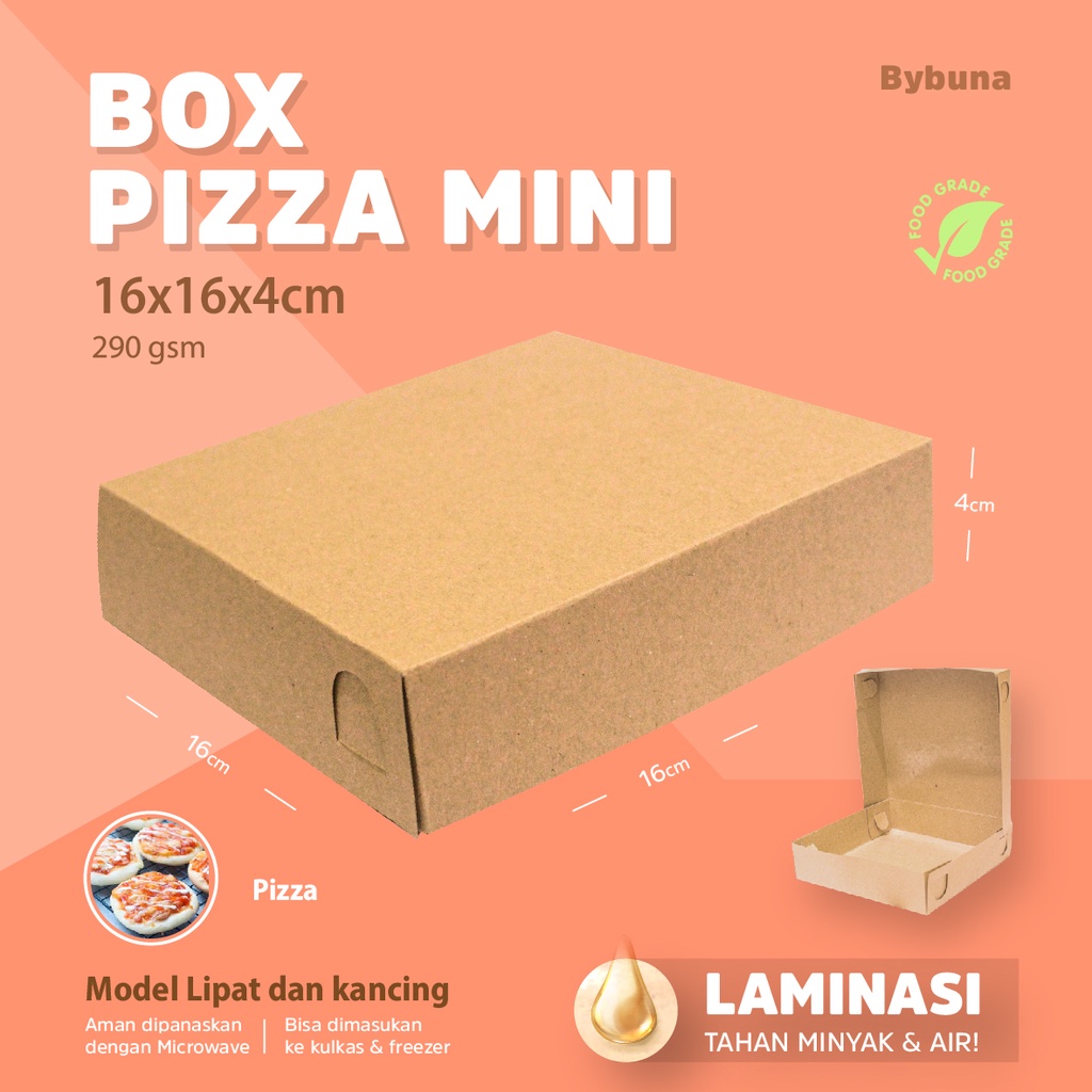 DUS BOX PIZZA MINI 16X16 KRAFT LAMINASI DUS TAKOYAKI KOTAK MAKAN