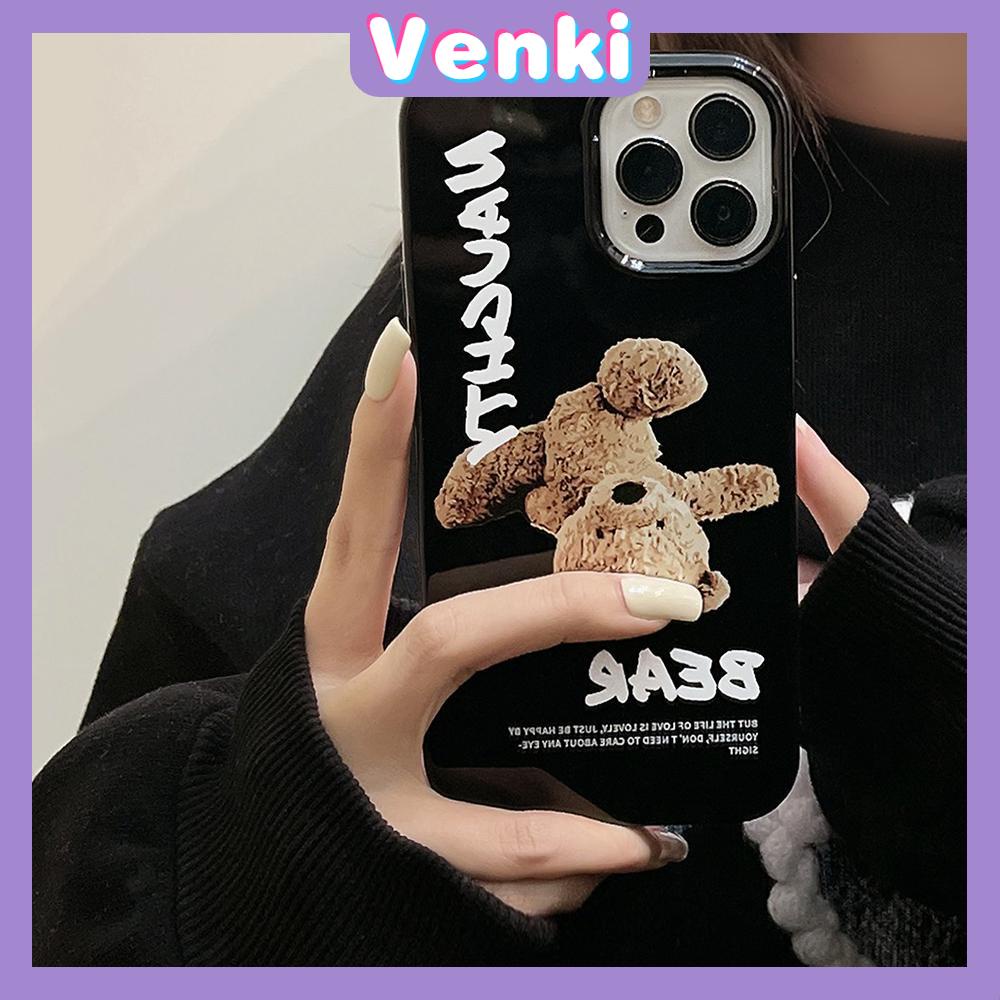 Soft Case Silikon Hitam Glossy Motif Teddy Bear Untuk Iphone 13 Pro Max / 12 Pro Max / 11 / 7 + / 7 / 8 + / Xr / Xs Max / 11 / Pro / 7 / 8 +