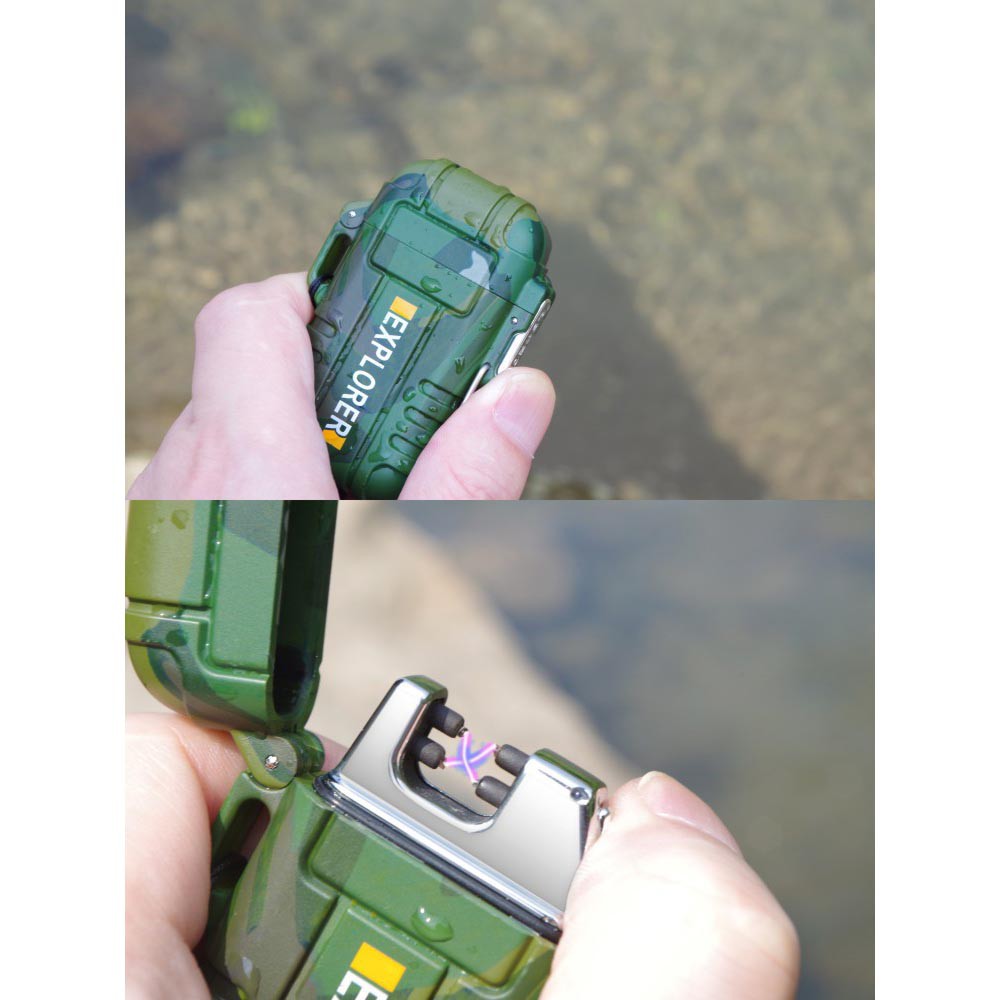 Firetric Explorer Korek Api Elektrik Pulse Plasma Cross Arc Lighter Waterproof - F1201 - Green