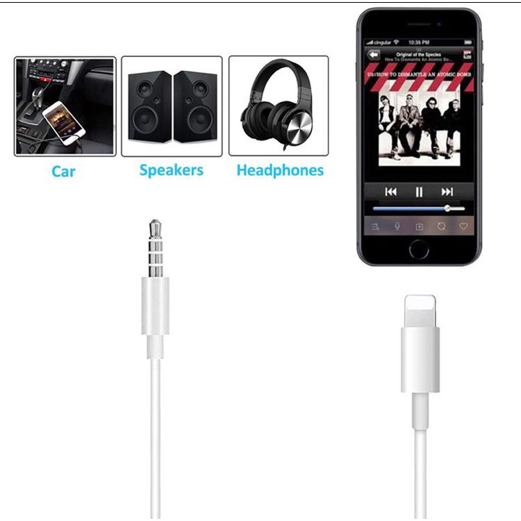 Kabel audio Aux Lightning to jack 3.5mm iphone 7 / 8 / 8plus / X / 11 / 11 pro max / 12 / 13 max kabel audio iphone kompatibel