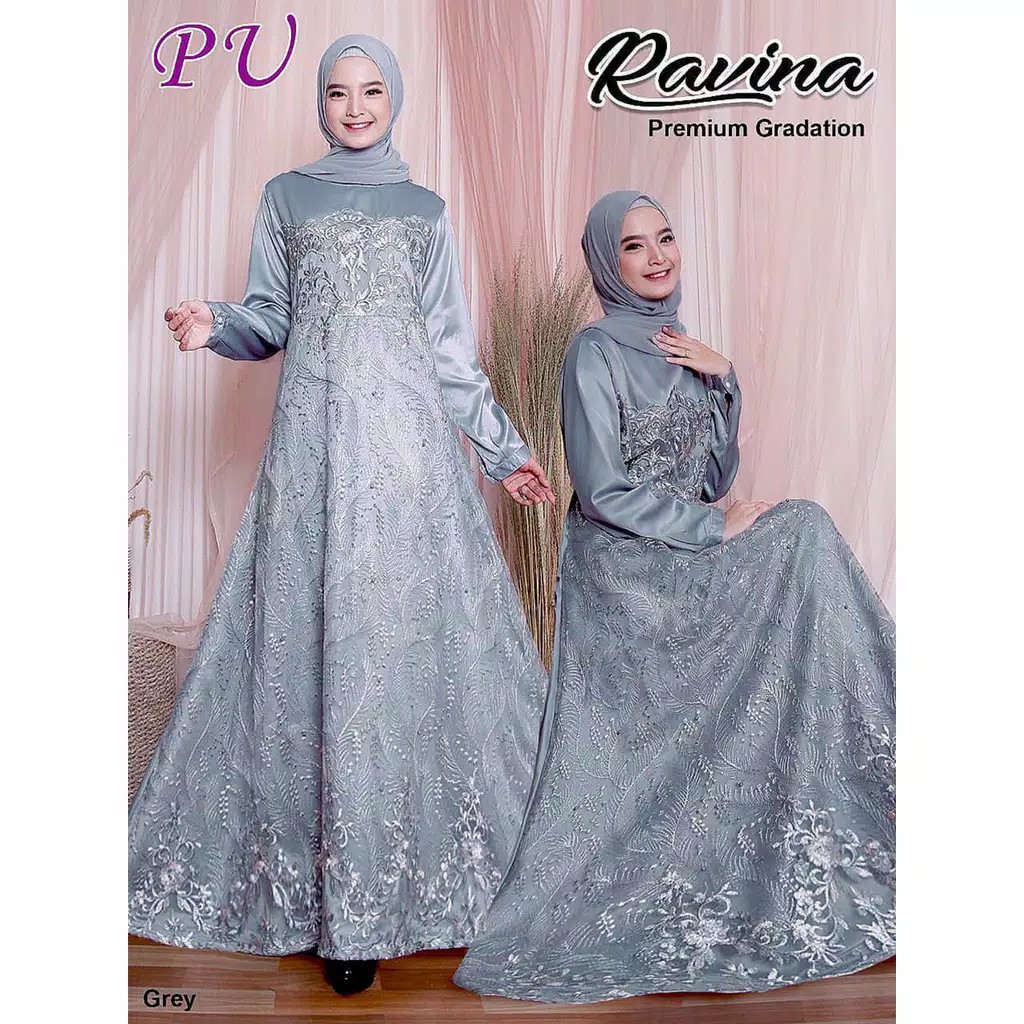 RAVINA SYARI BAJU PESTA MAXI DRESS MUSLIM WANITA MURAH GAMIS SYARI CEWEK KEKINIAN GROSIR MODERN GAMI