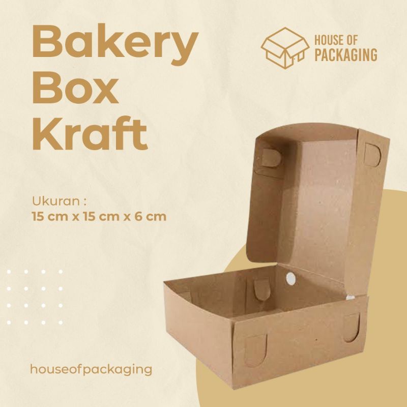 

BOX DUS KOTAK MAKANAN NASI ROTI KUE SNACK 15x15x6 cm @10pcs KRAFT 275 gsm