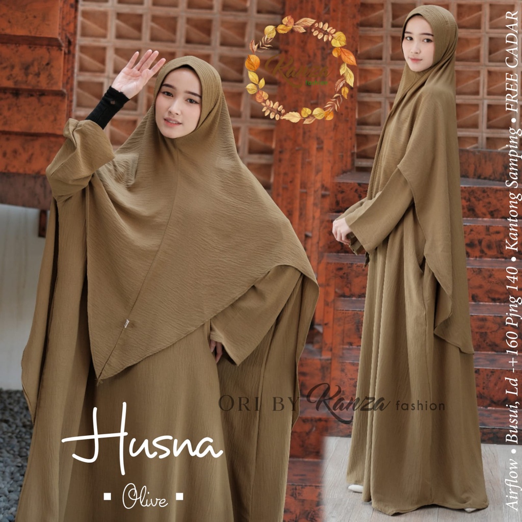 Husna Syari Gamis Muslim Free Cadar Original Produk By Kanza Fashion