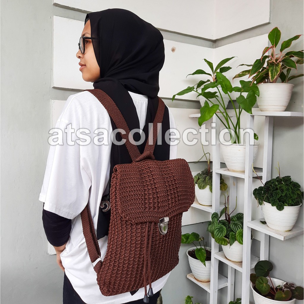 Tas Ransel Rajut Polos ATSACOLLECTION