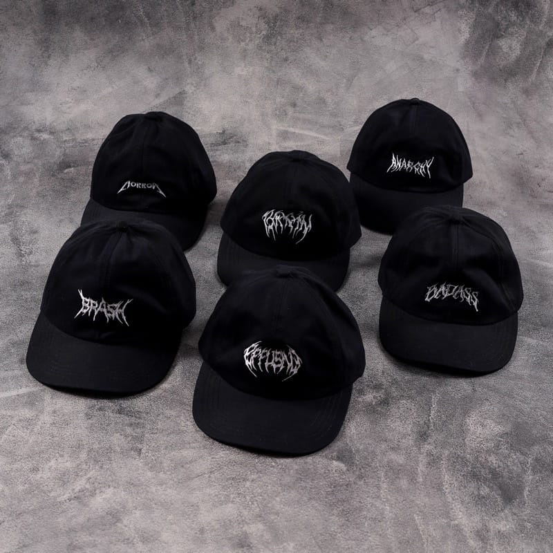 Topi 6 Panel Distro Motif Bordir TOPI BASEBALL HITAM / POLOCAPS HITAM MOTIF BORDIR PRIA WANITA TERMU