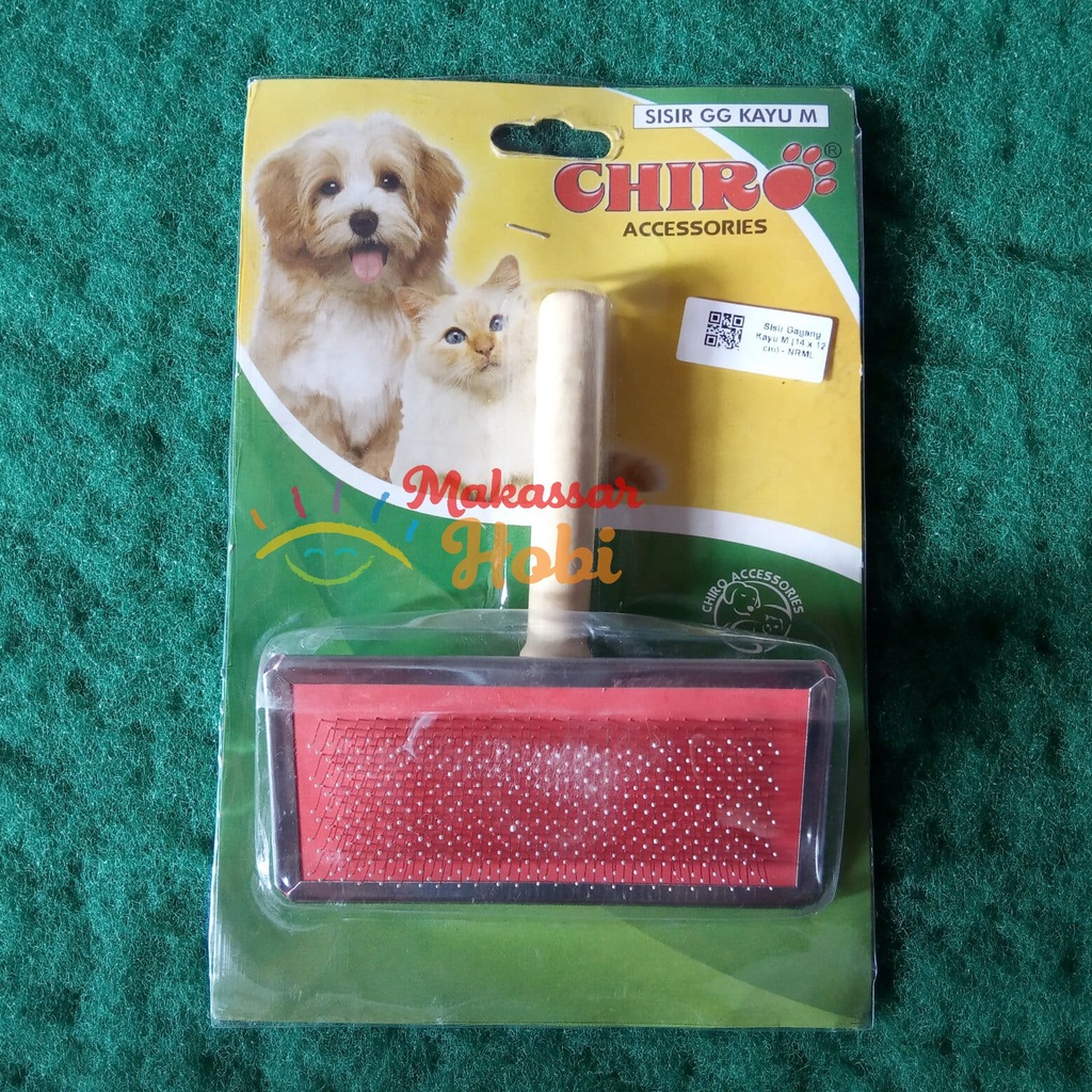 Sisir Gagang Kayu M Ukuran 14x12cm Grooming Bulu Kucing Anjing Kelinci