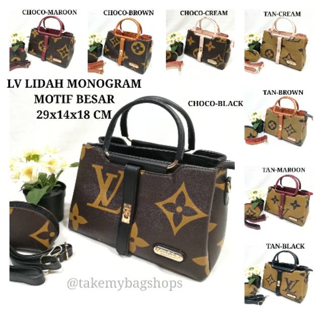 LV LIDAH 3 RUANG MOTIF BESAR FREE POUCH