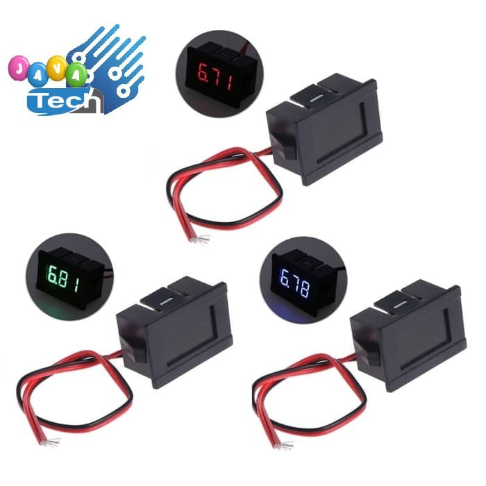 Digital Voltmeter Mini 2 Kabel Led Merah Frame DC 4.5V - 30V