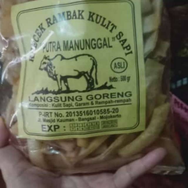 

Krecek Rambak Kulit Sapi Kemasan 500gram,Langsung di Goreng