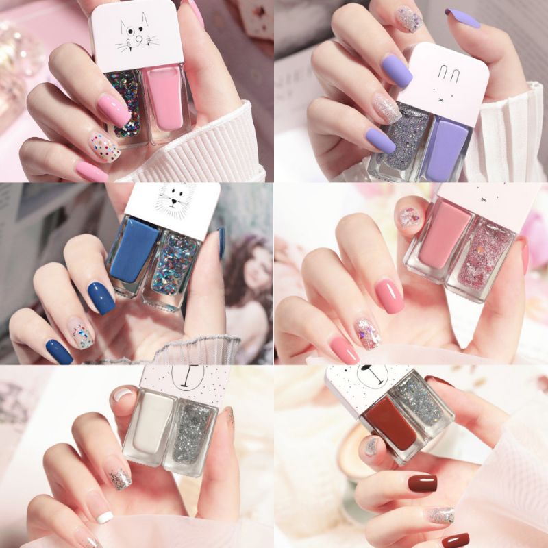 KUTEKS ALNECE 2IN1 KUTEK HALAL NON PEEL OFF KUTEKS 2 TONE KUTEK KOREA muslimah Gel Nail polish