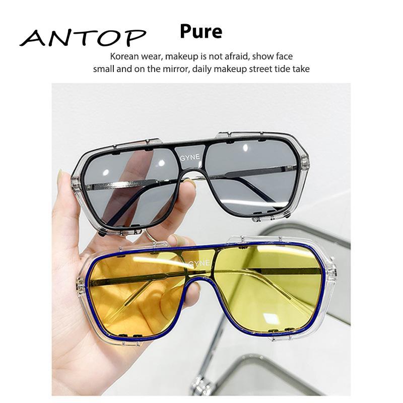 Kacamata Hitam Aviator Lensa Kuning Uv400 Gaya Vintage Model One piece Bingkai Besar Untuk Pria Dan Wanita