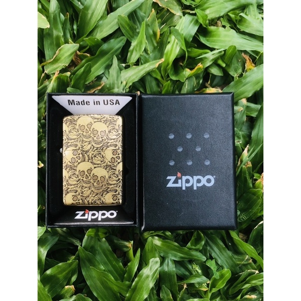 COD- Zippo Motif Grafir Zippo Motif SKULL GOLD 5 Slide Zippo Motif Premium Rolisstore
