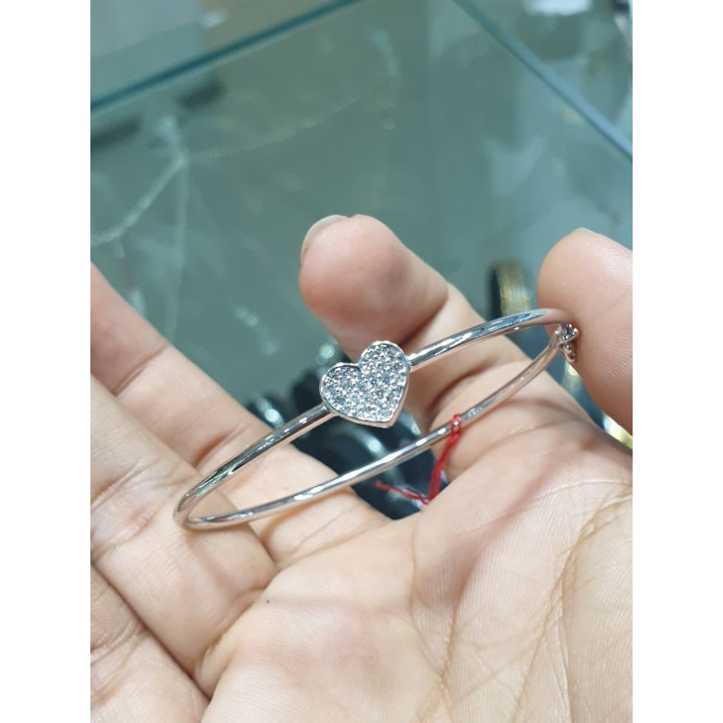 gelang bangle emas putih love simple