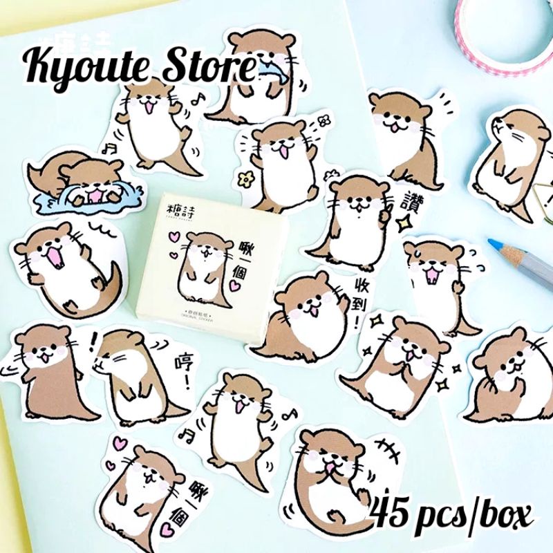 

45 pcs Sticker Cute Chibi Beaver Animal Expression Scrapbook DIY Bujo Planner Diary Journal