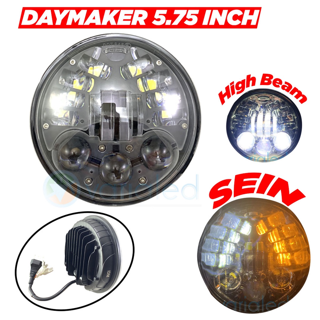 Daymaker 5.75 Inch 16 Led Lampu Depan CB Sting Ray Black CB100 Megapro GL Neotech Harley Gorilla