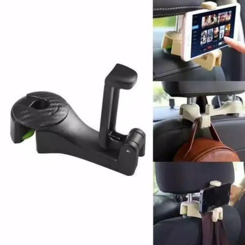 2 In 1 Car Phone Holder Headrest Hook Seat Back Smartphone Stand