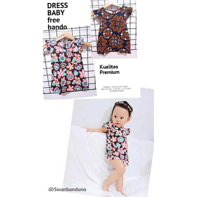 Baju Bayi perempuan Dress baby with bando