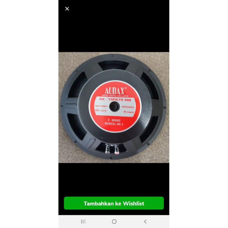 Jual SPEAKER 15 INCH AUDAX 600 WATT ORIGINAL ASLI SPEAKER 15IN 15