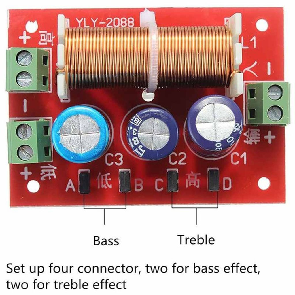 QUINTON Welding-Free Audio Crossover Filters Full Range Treble 2 Way Speaker Bass YLY-2088 Multi-Function Stable Adjustable Frequency Divider/Multicolor