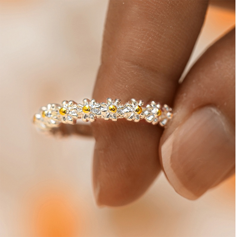 COD❤️Cincin Wanita Korea 2021 Baru Kreatif Sederhana Daisy Ring Fashion Temperamen Perhiasan Aksesoris-A.one