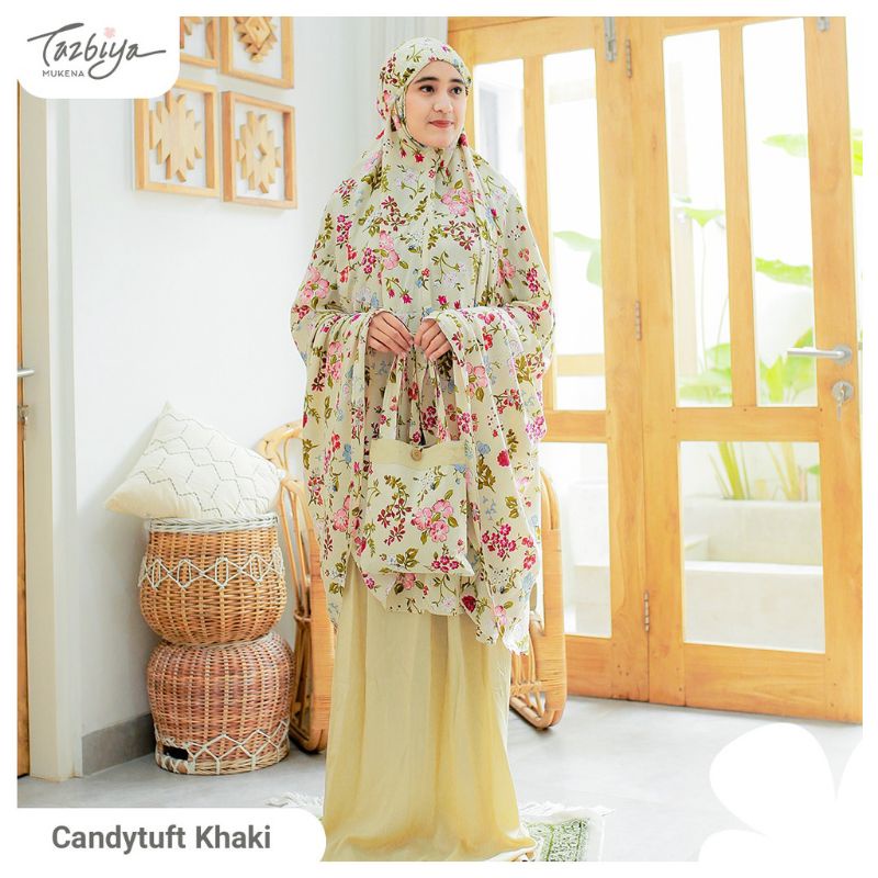 Mukena Tazbiya Candytuft Series Allsize Jumbo Dewasa Katun Rayon Motif