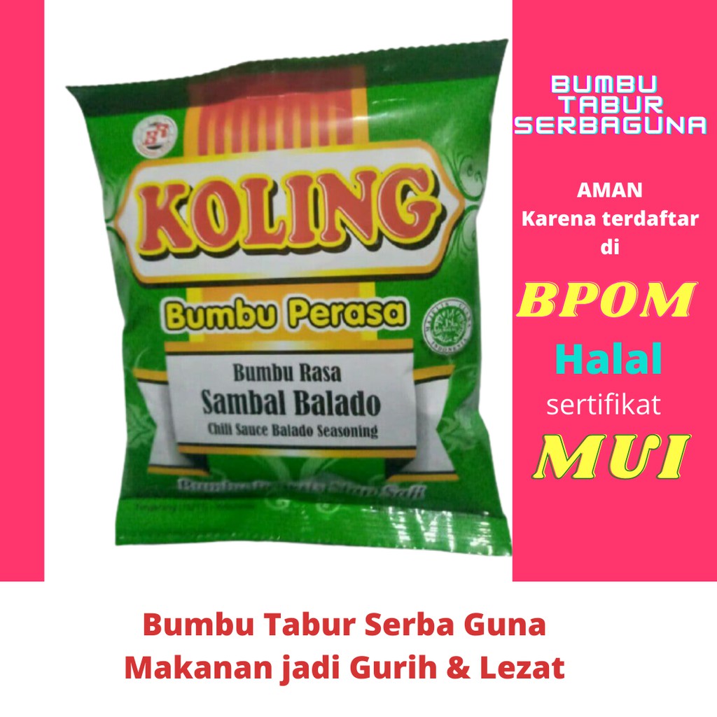 

Koling Bumbu Tabur Instan Serba Guna Rasa Sambal Balado|Bumbu Siap Saji Untuk Aneka Makanan AmanBPOM