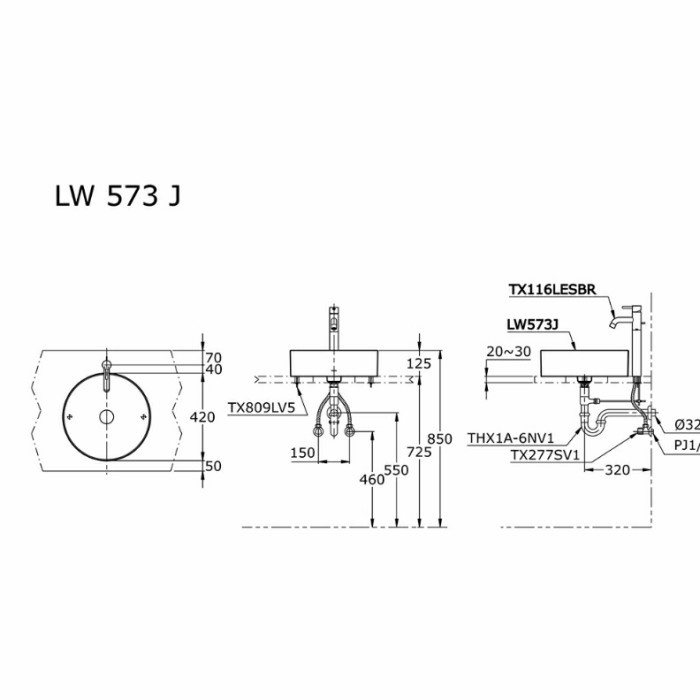 T.Lillie - Wastafel Meja Toto Lw573J Kompkit Kran Dingin/Lw 573 J