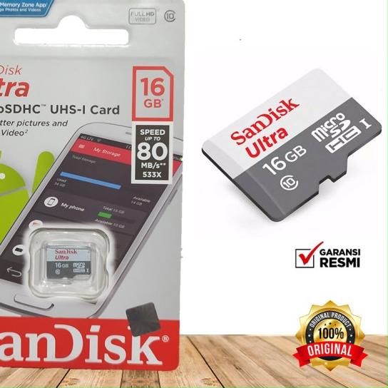 ☆ Memory card 16gb Microsd 16gb kartu memori hp 26gb 80mbps - 16 gb ♕