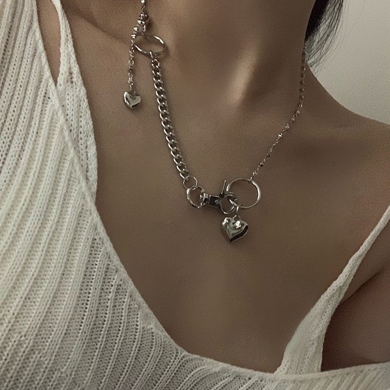 Kalung Rantai Desain Hati Gaya Korea Harajuku