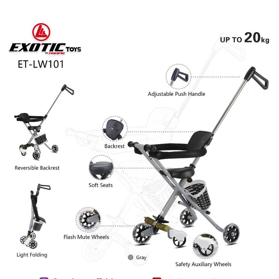 Stroller Exotic Roda 5 ET-LW101 Reversible Handle Kereta Dorong Anak