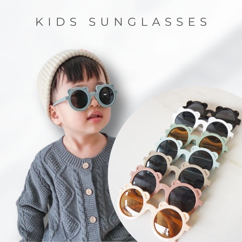 BEAR & ROUND KIDS SUNGLASSES ANTI UV 1-6 TAHUN | Kacamata Anak Perempuan Kacamata Anak Laki Laki Kacamata bulat anak Kacamata anak bear Kacamata anak retro-3