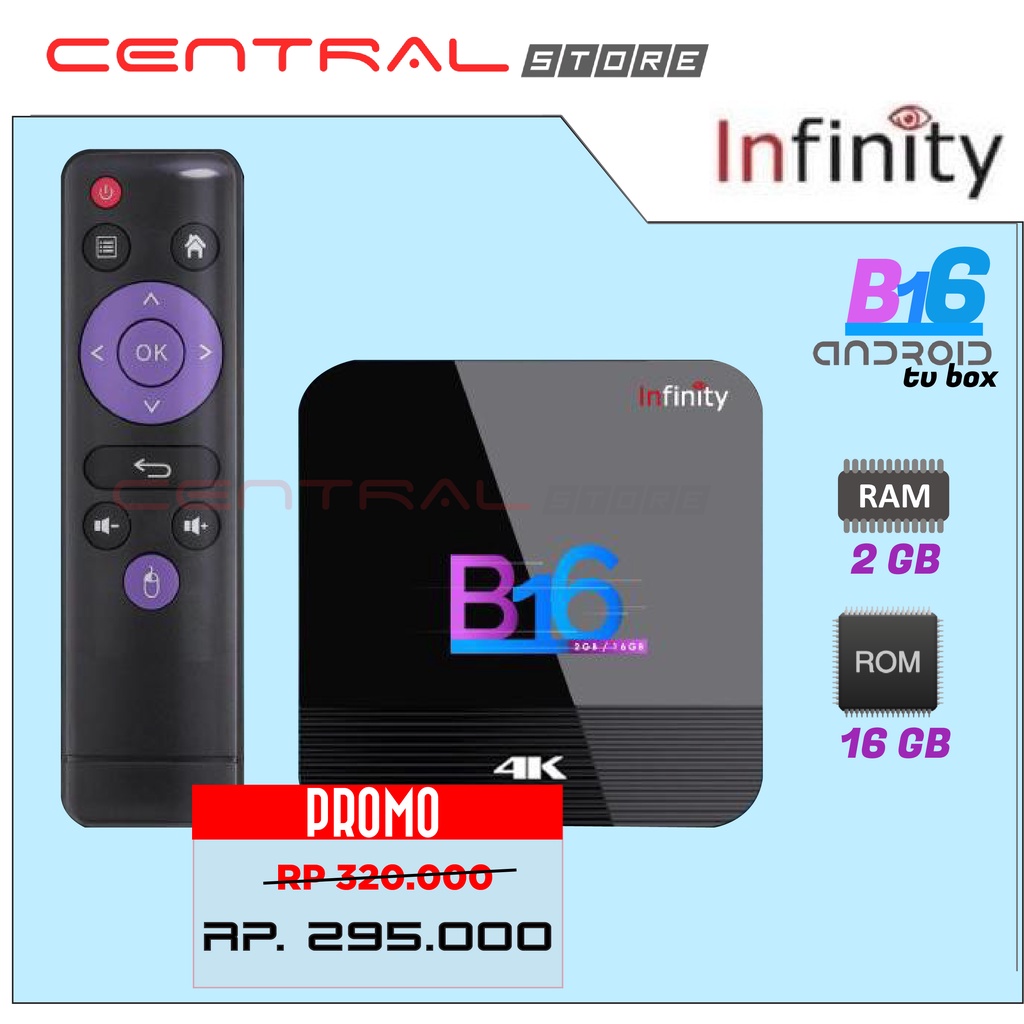 TV BOX ANDROID HD INFINITY B16 Ram 2GB Rom 16GB Wifi Bluetooth Lan