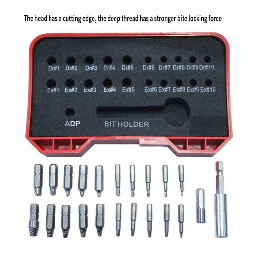 Set Mata Bor Extractor Broken Screw Remover 22 in 1