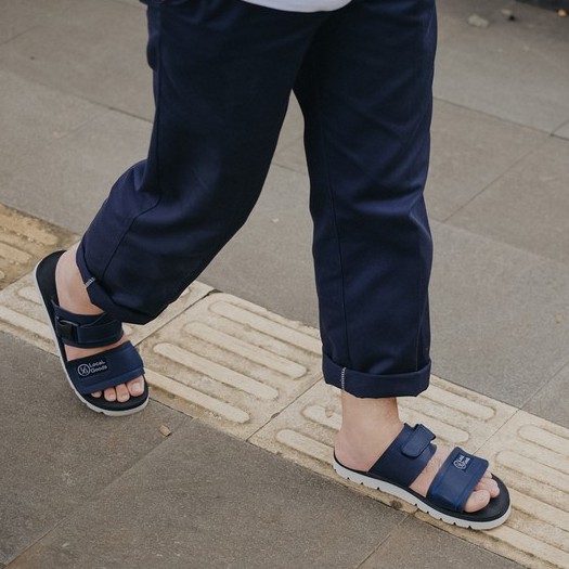 Halu Navy | Sendal Kasual Casual Original Strap Pria Sandal Footwear Ori | FORIND Local Goods