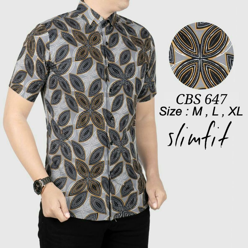 CBS 767 HEM KEMEJA BATIK PRIA SLIM FIT LENGAN PENDEK COLIN DION